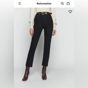 Reformation Liza High Straight Crop size 31 in Faded Black